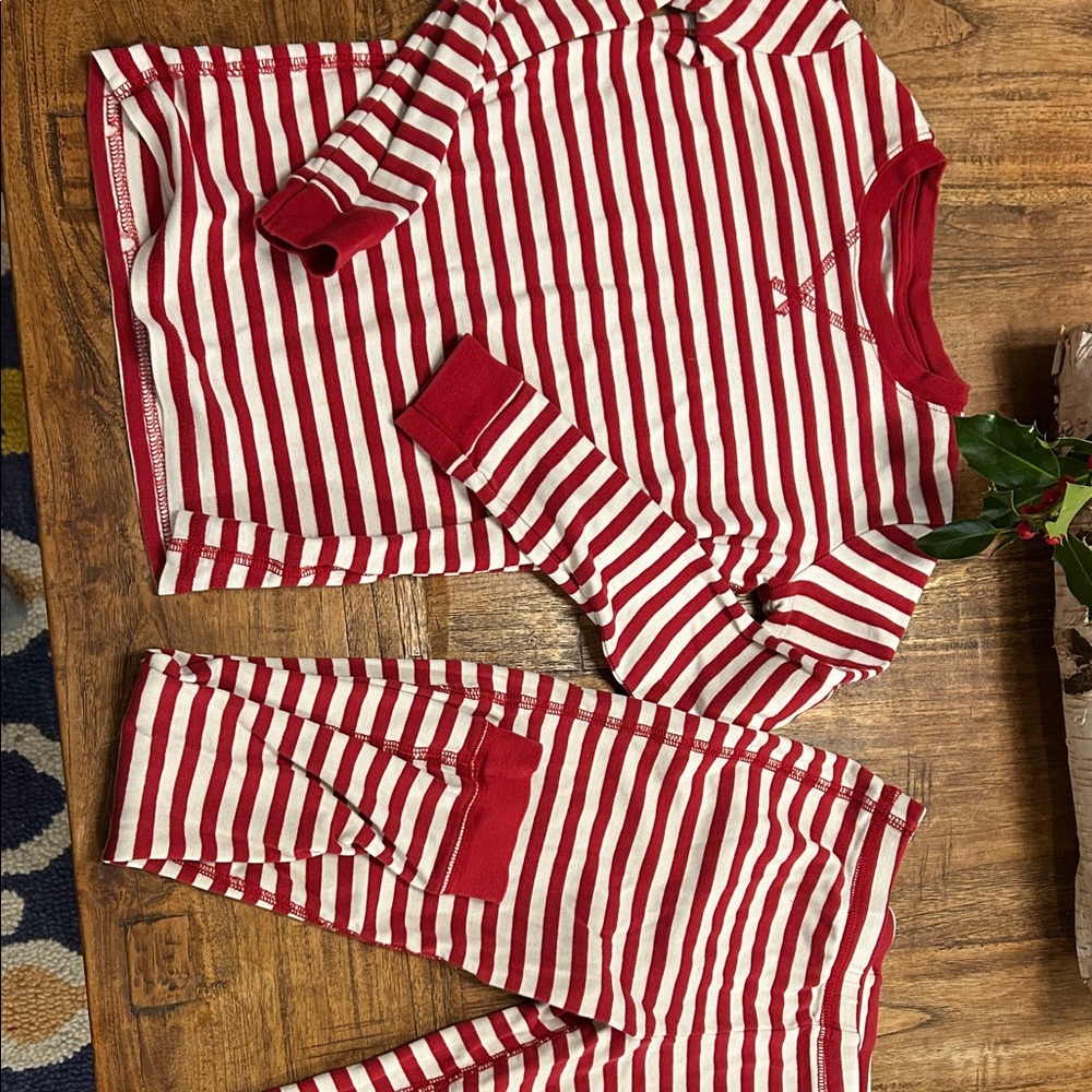 Primary Red and White Striped Kids Pajama Set